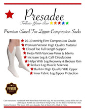 Load image into Gallery viewer, Premium Closed Toe 20-30 mmHg Firm Compression Leg Calf YKK Zipper White Socks