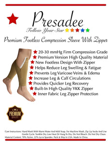 Premium Footless 20-30 mmHg Firm Compression With YKK Zipper Leg Swelling Shin Calf Sleeves