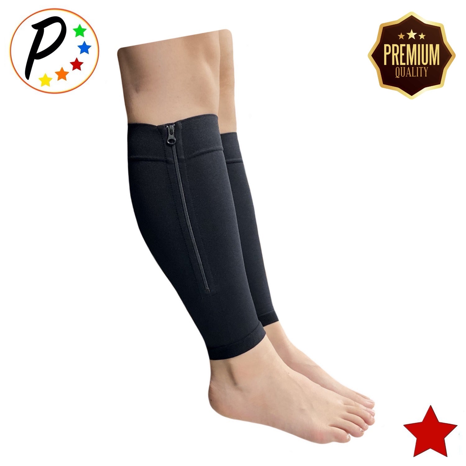Presadee Compression Calf Sleeve With Zipper - 20-30 MmHg Firm Support For Swelling & Fatigue (Sizes S/M To 5XL)