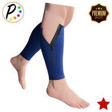 Load image into Gallery viewer, Premium Footless Navy 20-30 mmHg Firm Compression YKK Zipper Calf Leg Sleeves