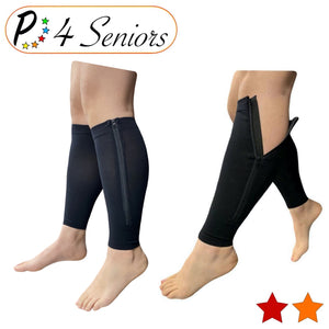 Senior's Footless 15-20 & 20-30 mmHg Compression Leg Circulation Mix & Match Shin Calf Sleeve With Zipper