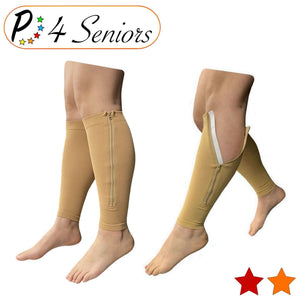 Senior's Footless 15-20 & 20-30 mmHg Compression Leg Circulation Mix & Match Shin Calf Sleeve With Zipper