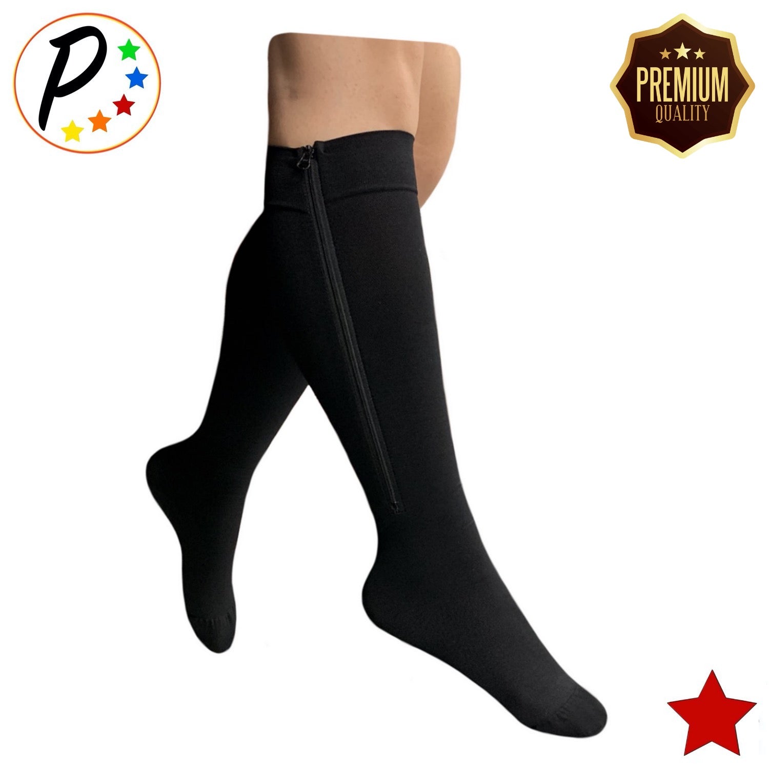 20-30mmHg Zippered Compression Socks Open Toe Knee High Circulation Easy to  Use