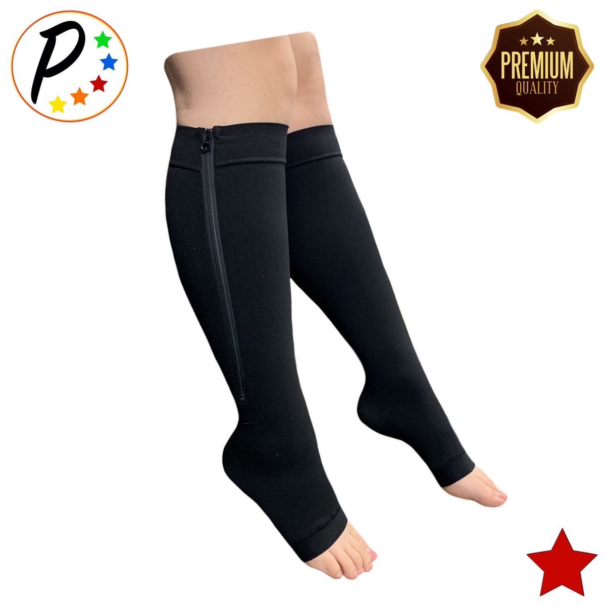 Hdpe Compression Toe Premium Open Toe 20-30 mmHg Firm Compression With YKK Zipper Leg Swell ...
