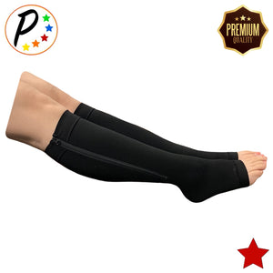 Premium Open Toe 20-30 mmHg Firm Compression With YKK Zipper Leg Swelling Fatigue Socks