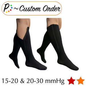 Custom Order - 15-20 & 20-30 mmHg Zipper Compression Open/Closed Toe Mix & Match - 2 Pairs