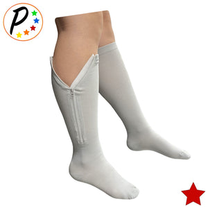 (BIG & TALL) Closed Toe 20-30 mmHg Firm Zipper Compression Leg Swelling Gray Socks