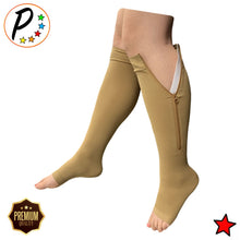 Load image into Gallery viewer, (BIG &amp; TALL) Premium Open Toe 20-30 mmHg Zipper Firm Compression Circulation Socks