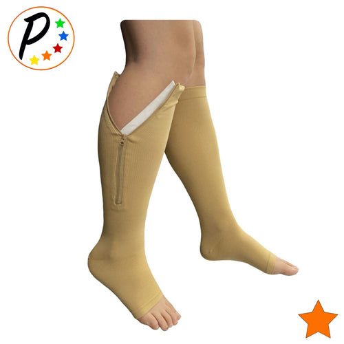 1 Pair Of Zipper Compression Medical Leg Calf Swelling Open Toe Socks Body  Sculpting Middle Tube With Zipper Socks Calf Socks